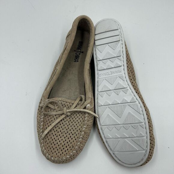 Minnetonka Moccasins Perforated Leather Ballet Flats Loafers Size 11 - Picture 2 of 5